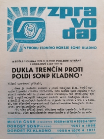 Zpravodaj Poldi SONP Kladno - Dukla Trenčín (2.4.1978)
