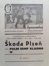 Zpravodaj TJ Poldi SONP Kladno - Škoda Plzeň (18.3.1988)