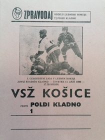 Zpravodaj TJ Poldi Kladno - VSŽ Košice (13.9.1990)