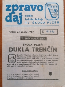 Zpravodaj TJ Škoda Plzeň - Dukla Trenčín (27.2.1987)