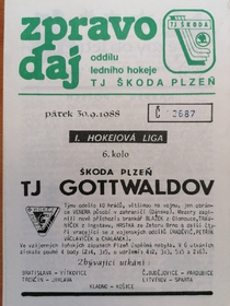 Zpravodaj TJ Škoda Plzeň - TJ Gottwaldov (30.9.1988)