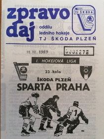 Zpravodaj TJ Škoda Plzeň - Sparta Praha (12.12.1989)