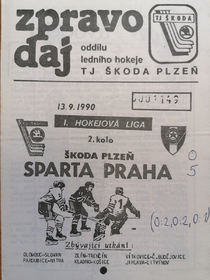 Zpravodaj TJ Škoda Plzeň - Sparta Praha (13.9.1990)