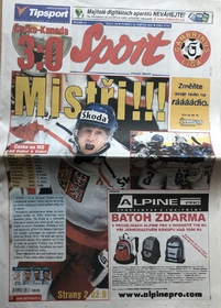 Deník Sport: Vydání z 16.5.2005 po zlatém mistrovství světa v hokeji 