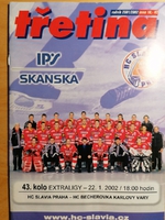 Zpravodaj HC Slavia Praha - HC Becherovka Karlovy Vary (22.1.2002)
