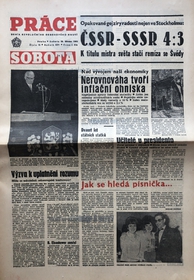 Deník Práce 1968: Hokejisté ČSSR zdolali na MS SSSR poměrem 4:3