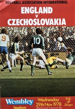 Zápasový program Anglie - Československo z 29.11.1978