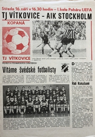Zpravodaj TJ Vítkovice - AIK Stockholm (16.9.1987)