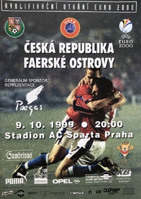 Oficiální program kvalifikace na mistrovství Evropy Česká republika - Faerské ostrovy - 9.října 1999