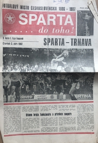 Sparta do toho!: Oficiální program Sparta Praha - Trnava (3.9.1987)