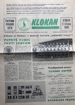 Klokan: Oficiální program čtvrtfinále Poháru UEFA: Bohemians Praha - Dundee United (2.3.1983)