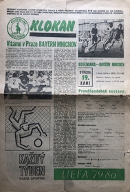 Klokan: Oficiální program 1. kolo UEFA: Bohemians Praha - Bayern Mnichov (19.9.1979)
