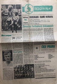 Klokan: Oficiální program Bohemians - Baník Ostrava (20.8.1975)