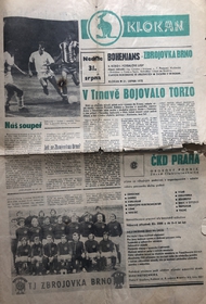 Klokan: Oficiální program Bohemians - Zbrojovka Brno (31.8.1975)