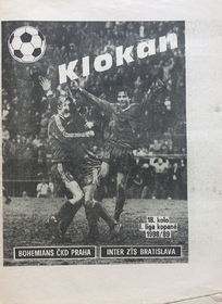Klokan: Oficiální program Bohemians ČKD - Inter Bratislava (12.3.1989)