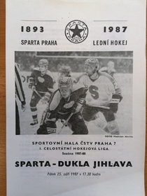 Zpravodaj Sparta Praha ČKD - Dukla Jihlava (25.9.1987)
