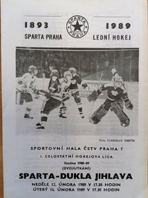 Zpravodaj Sparta Praha ČKD - Dukla Jihlava (12. a 14.2.1989)