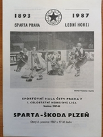 Zpravodaj Sparta Praha ČKD - Škoda Plzeň (8.12.1987)