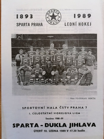 Zpravodaj Sparta Praha ČKD - Dukla Jihlava (10.1.1989)