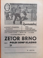 Zpravodaj Poldi SONP Kladno - Zetor Brno (7.3. 1986)